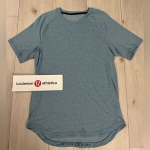 🍋 LULULEMON Men’s Drysense Short-Sleeve Shirt in Heathered Regatta Blue - L